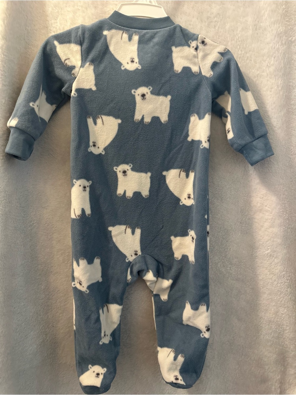 Carter's Blue Polar Bear Fleece Footed One-Piece - Picture 3 of 4